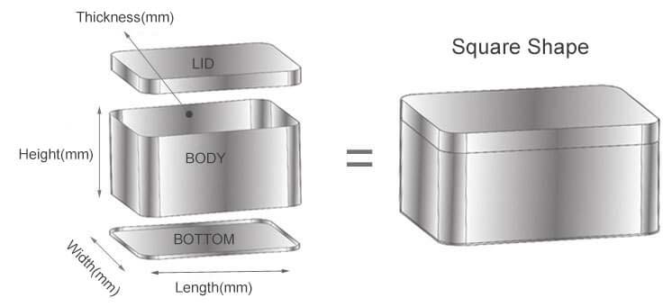 custom design square tins