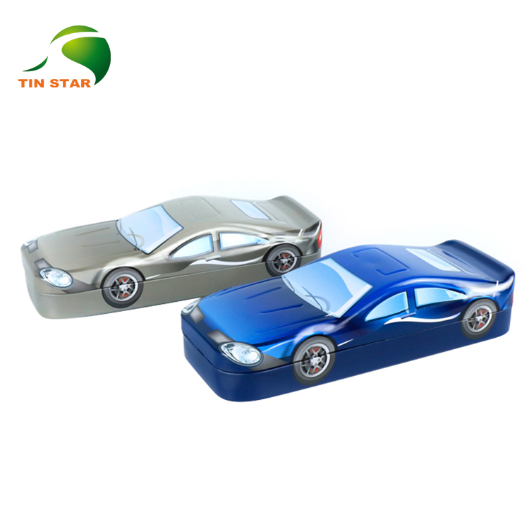 Car Shaped Tin Pencil Case with Colorful Print